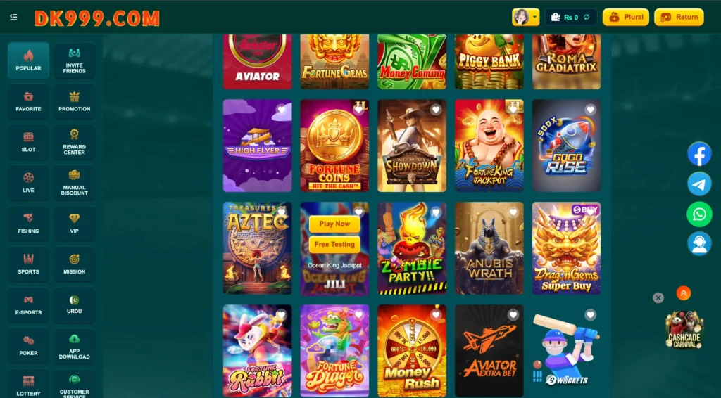 DK999 Game interface
