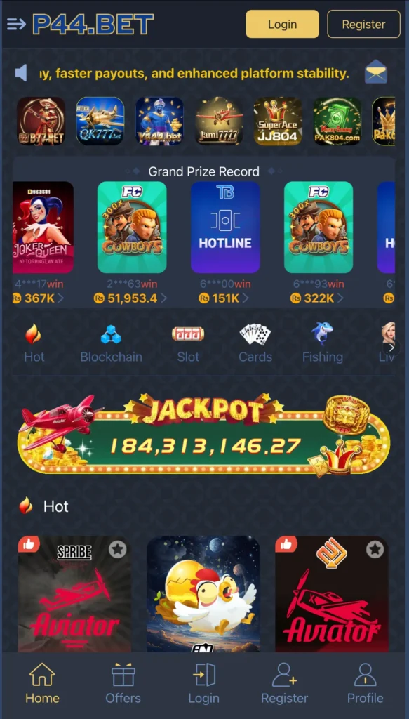 P44 Bet Game APK screen on Android
