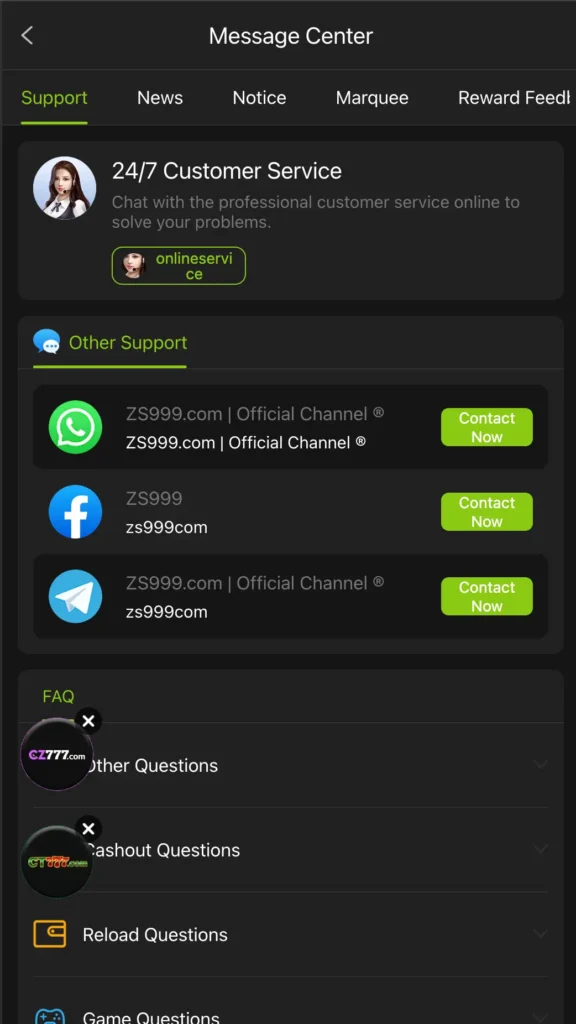 zs999 costumer support
