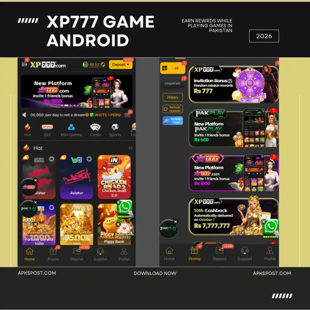 xp777 game Android home interface login and registration