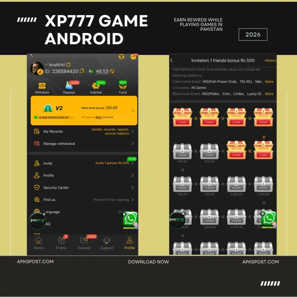xp777 game referral rewards section